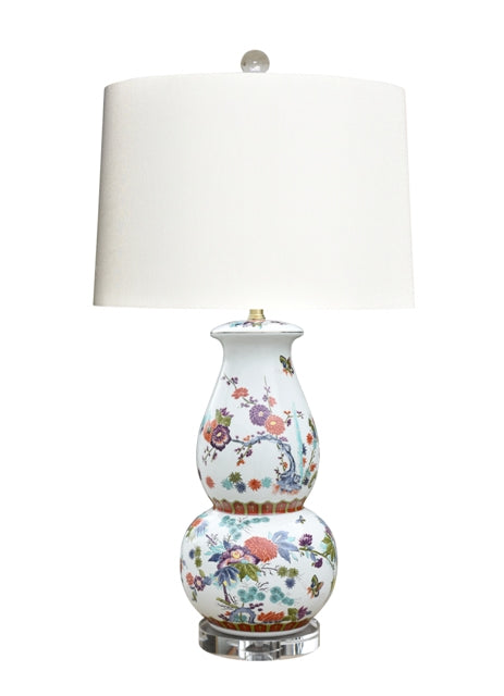 Floral Porcelain Gourd Vase Table Lamp 32"