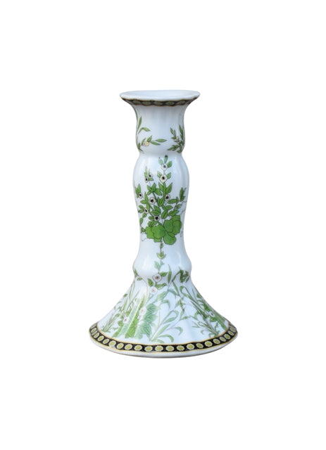 Green Floral Porcelain Candle Holder Set of 2