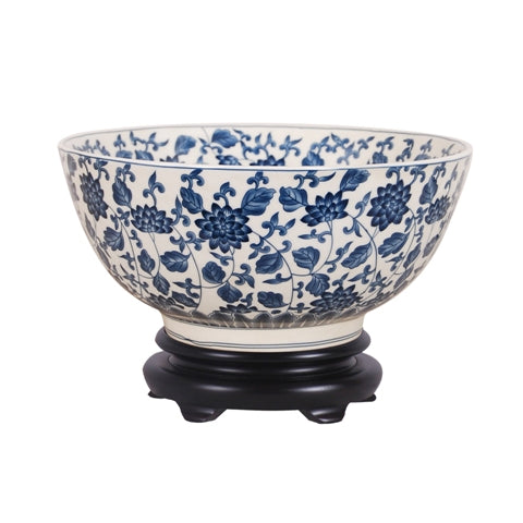 Blue and White Porcelain Bowl 12" Diameter
