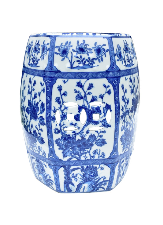 Hexagonal Porcelain Floral Porcelain Garden Stool