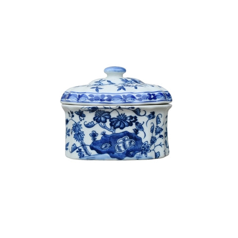 Blue and White Oval Porcelain Jar
