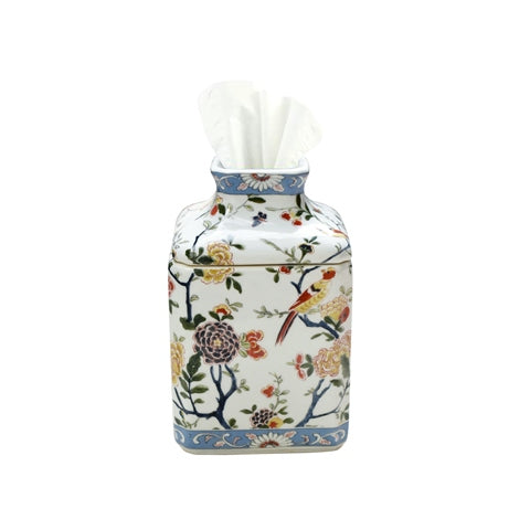 Imari Square Porcelain Tissue Box 8"