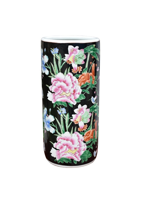 Hand Painted Floral Porcelain Umbrella Stand 18"