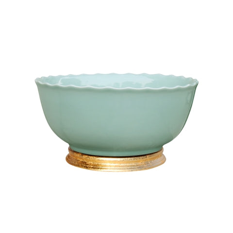 Celadon Scalloped Porcelain Bowl 14"