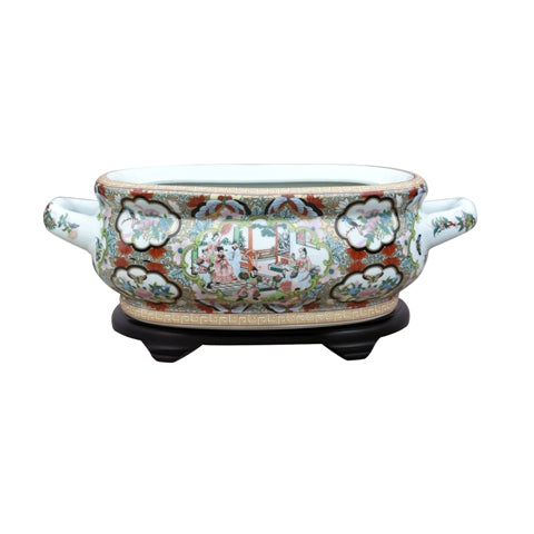 Rose Canton Porcelain Foot Bath with Base