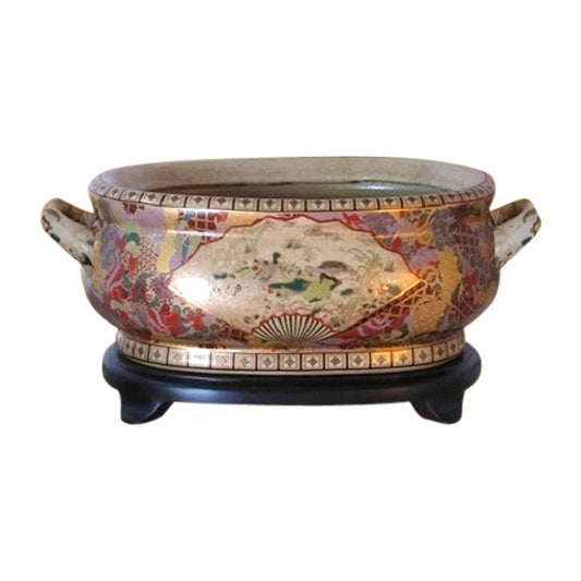 Beautiful Chinese Satsuma Porcelain Foot Bath Basin Pot