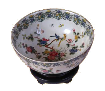 Porcelain Peony Floral Bowl 12"