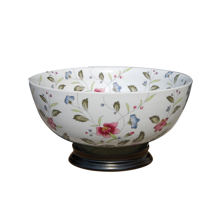 Floral Pomegranate Flower Porcelain Bowl 14"