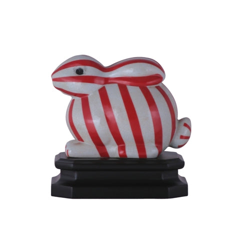 Red and White Striped Porcelain Bunny 8" (base not included)