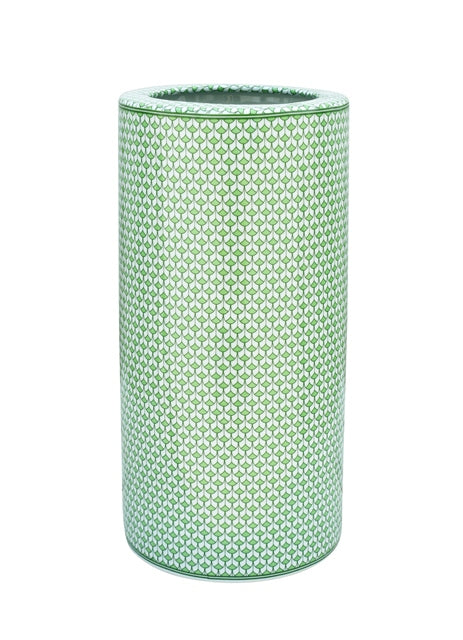 Green Geometric Porcelain Umbrella Stand 18"