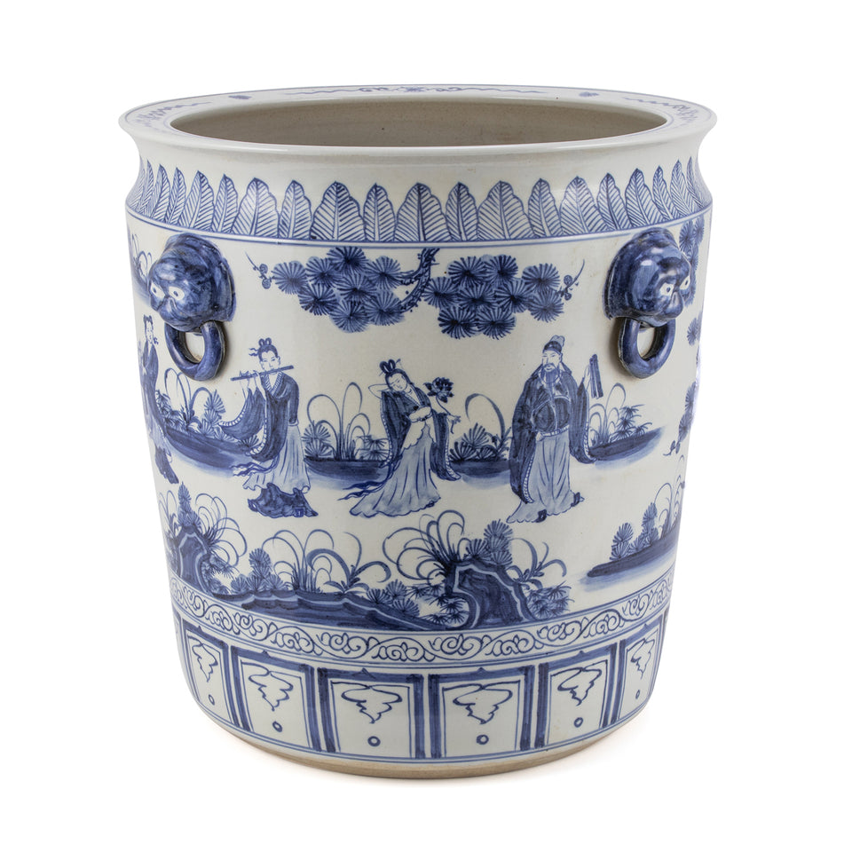Blue and White 8 Immortals Porcelain Planter