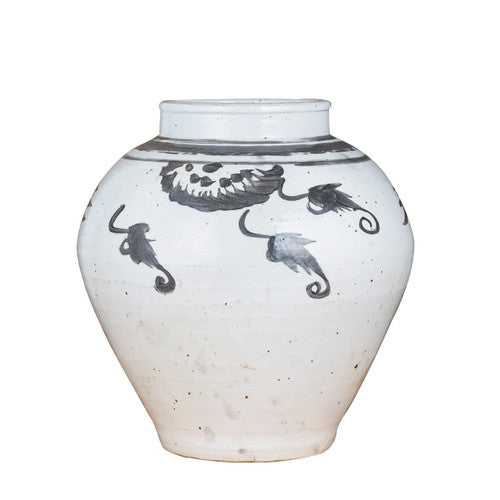 Porcelain Black Longevity Wide Top Jar