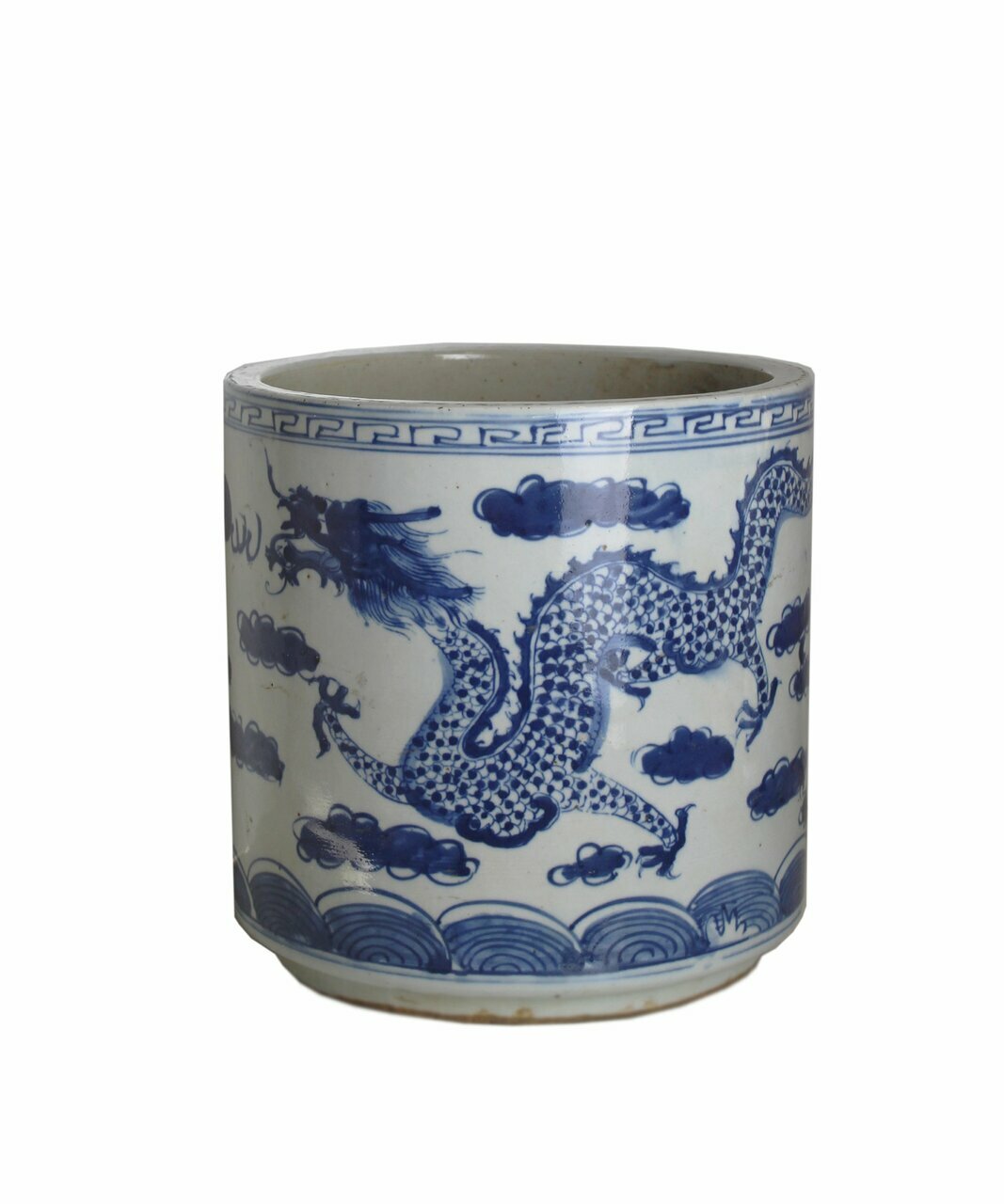 Blue and White Dragon Motif Cachepot Pot
