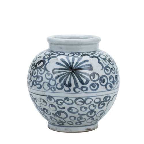 Blue And White Porcelain Small Jar Sea Flower