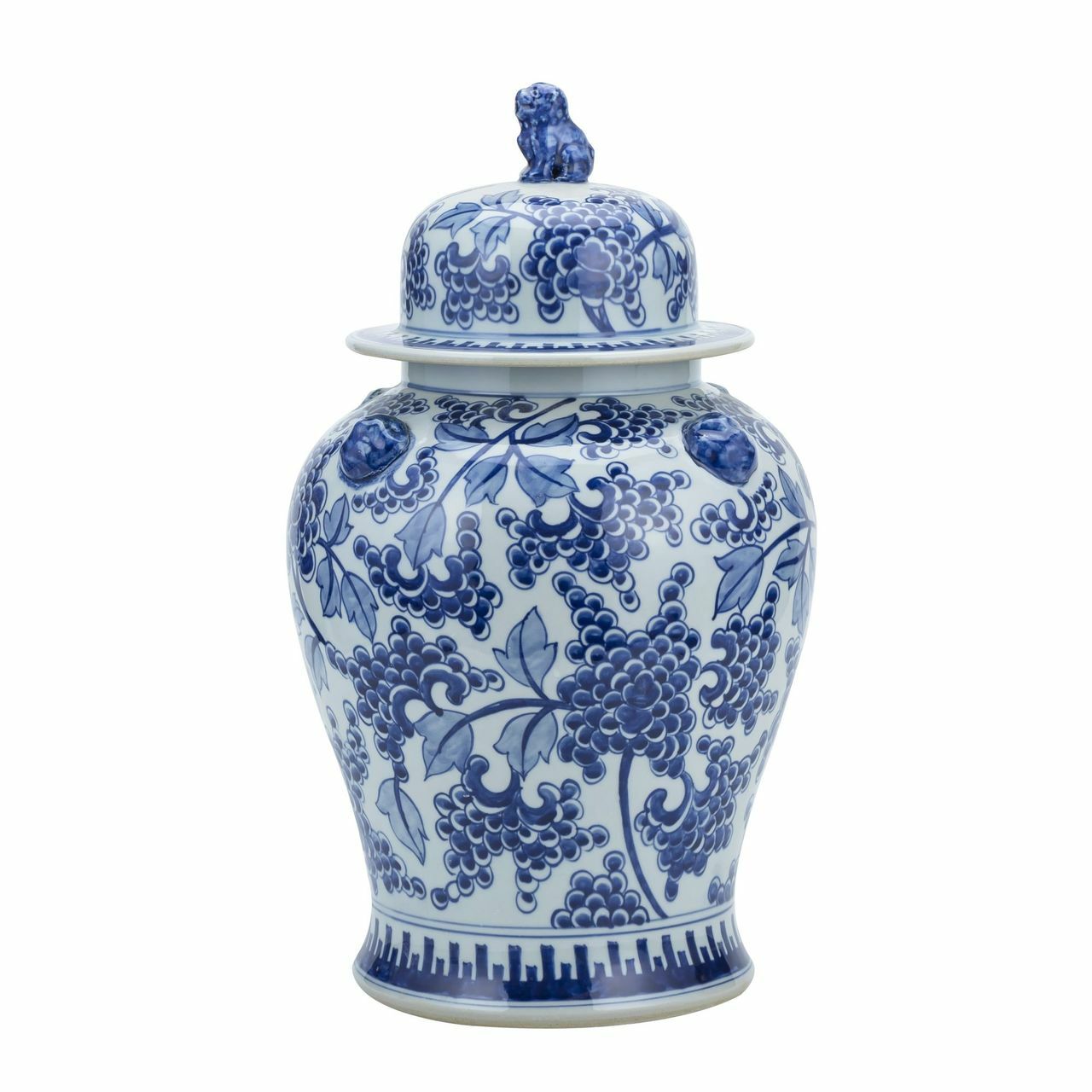 Blue and White Peony Porcelain Temple Jar 20"