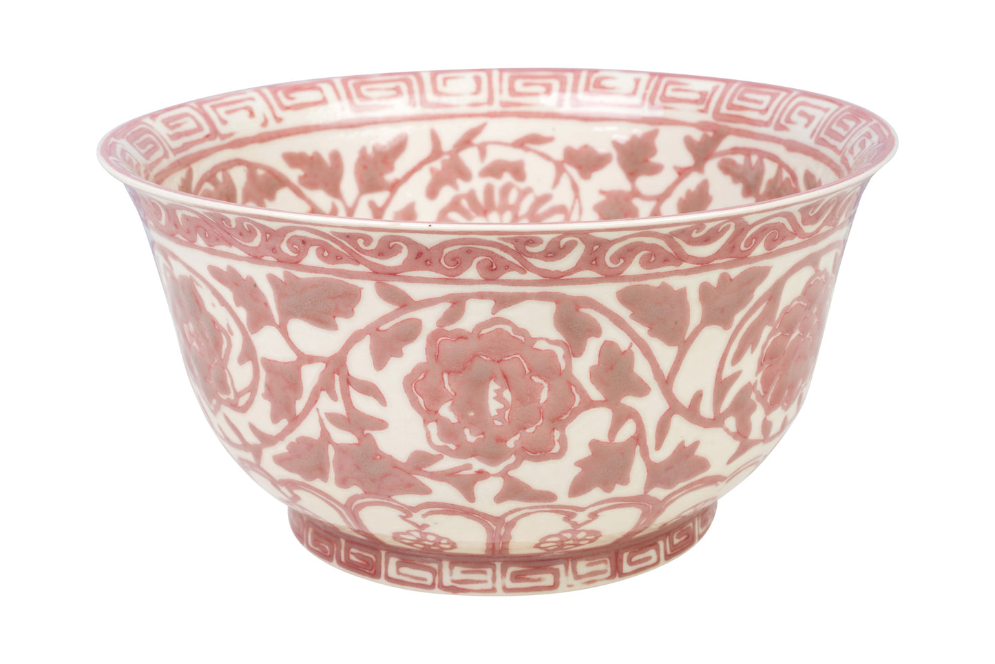 Oriental Red and White Sung Dynasty Style Art Underglaze Porcelain Bowl 10.5" Di